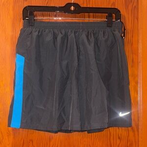 Nike Men's Grey Shorts with Blue Stripe